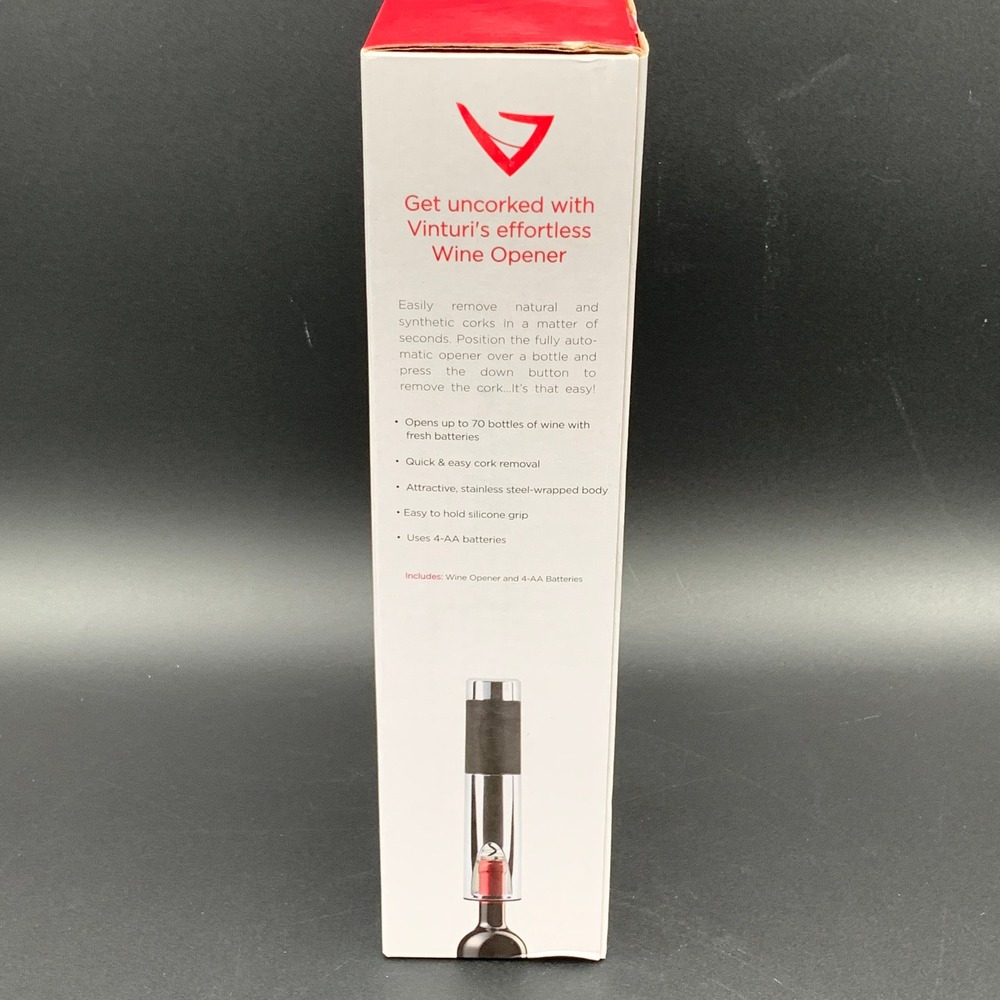 Vinturi Battery Operated Wine Opener‎ Electric Corkscrew Stainless Steel - Picture 3 of 6